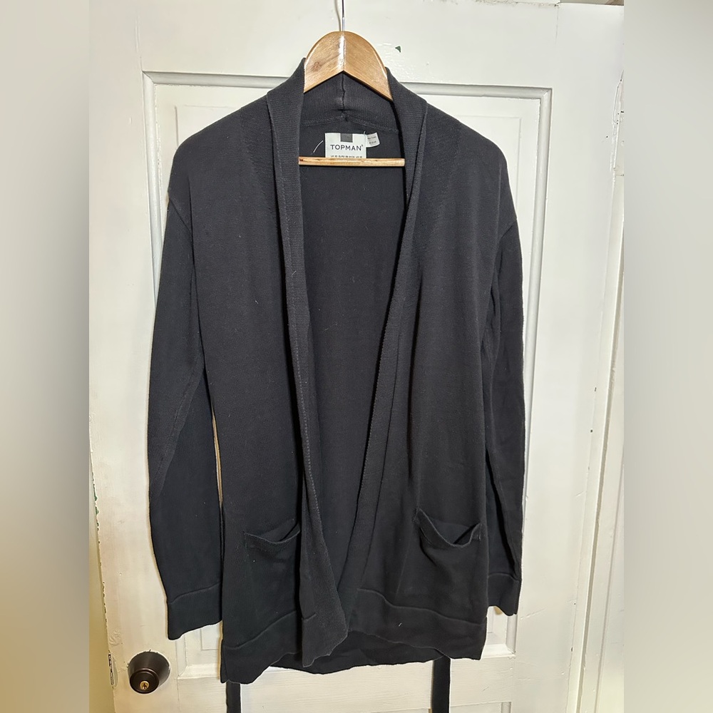 Topman Black Belted Cardigan